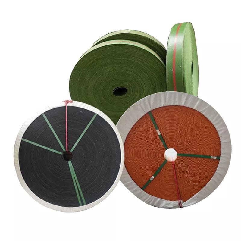 Flat rubber belt rolls for industrial machinery